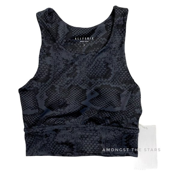 All Fenix Snake Snakeskin Blue Grey & Black Longline Sports Bra - Picture 7 of 11